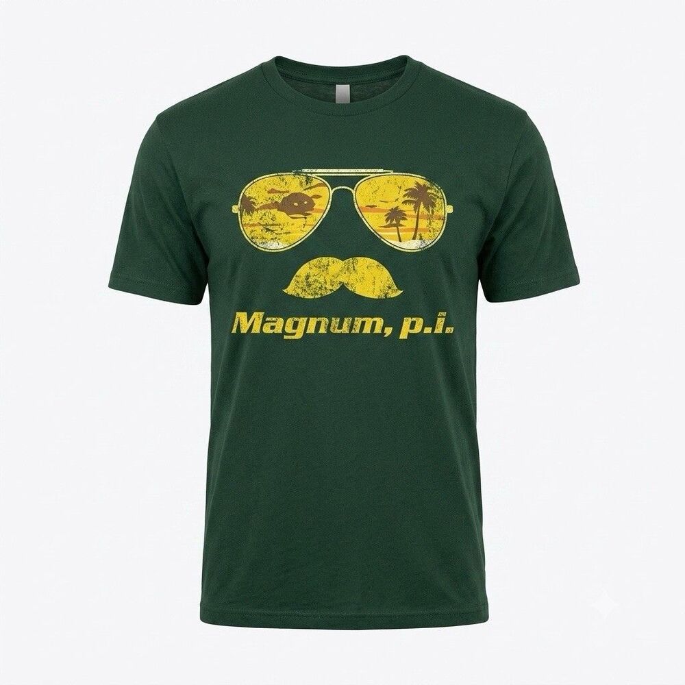 Magnum P.I. Graphic T-Shirt Men's 2XL Green Short Sleeve TV Show Merchandise